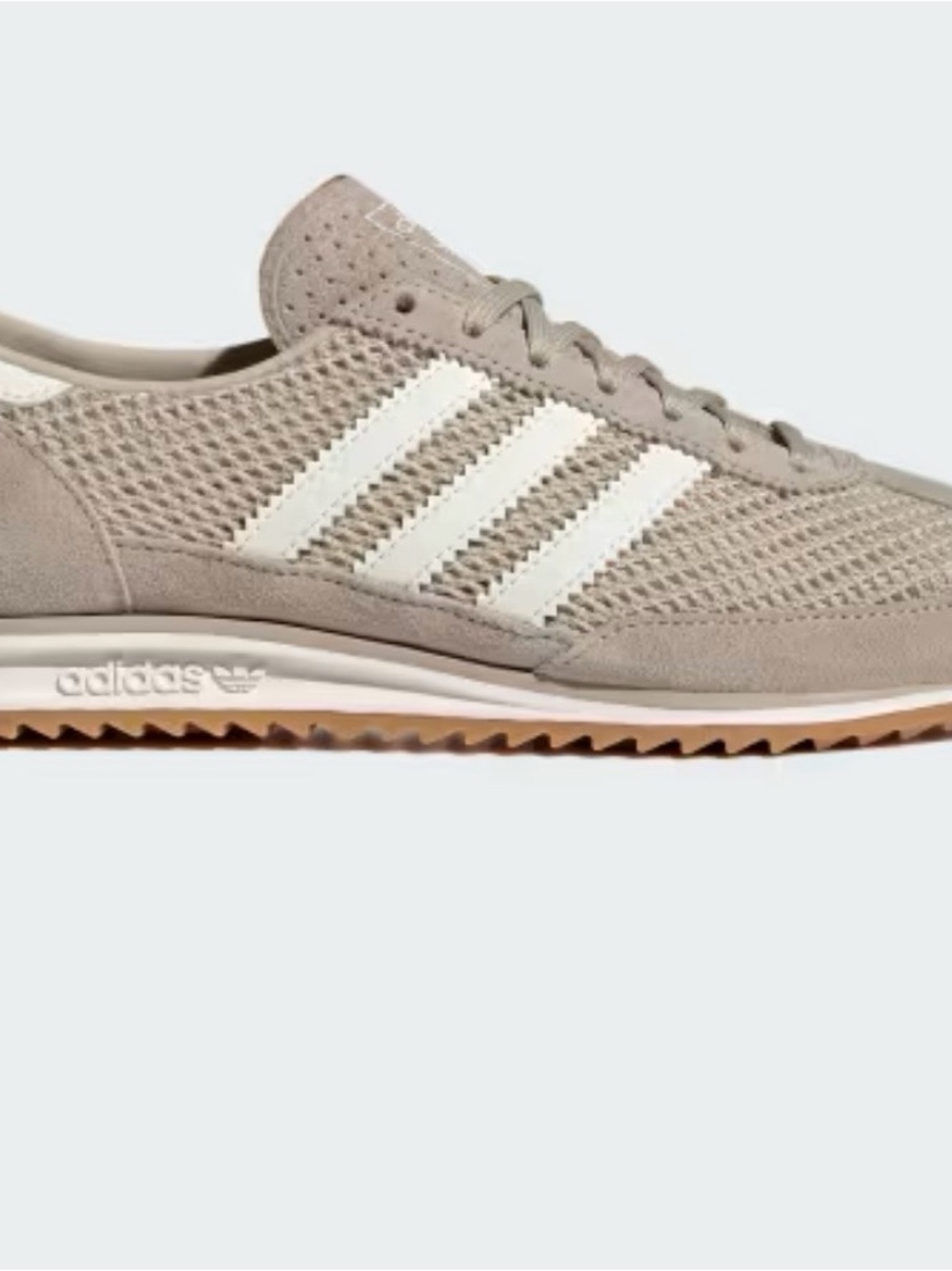 adidas Women’s Taupe Mesh & Suede Sneakers with White Stripes